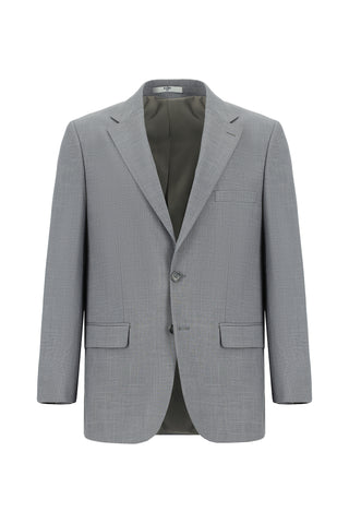  Orta Gri 4 Drop Relaxed Fit Rahat Kesim Desenli Takım Elbise