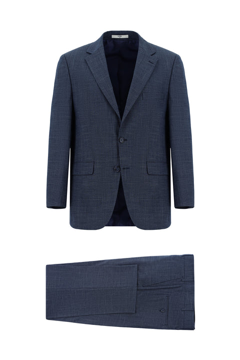 Açık Lacivert 4 Drop Relaxed Fit Rahat Kesim Desenli Takım Elbise