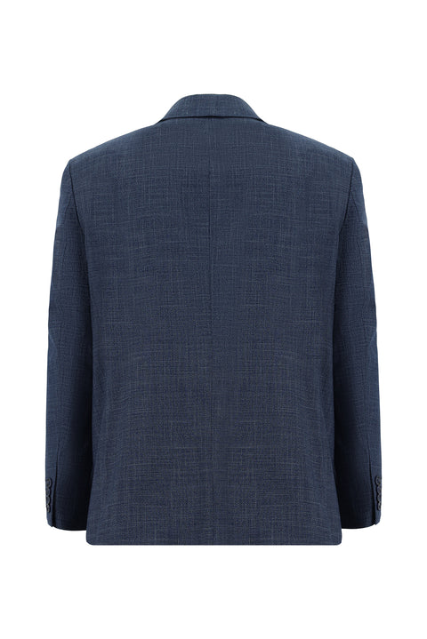 Açık Lacivert 4 Drop Relaxed Fit Rahat Kesim Desenli Takım Elbise