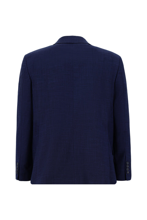 Orta Lacivert 4 Drop Relaxed Fit Rahat Kesim Desenli Takım Elbise