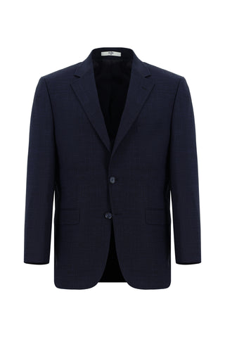  Koyu Lacivert Relaxed Fit Rahat Kesim Klasik Desenli Takım Elbise