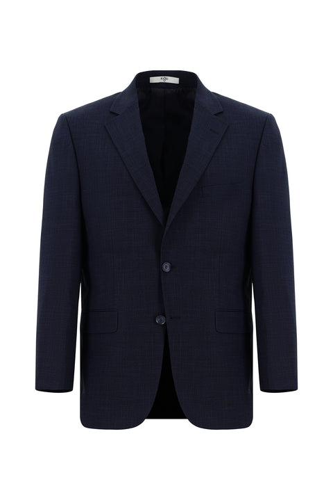 Koyu Lacivert 4 Drop Relaxed Fit Rahat Kesim Desenli Takım Elbise