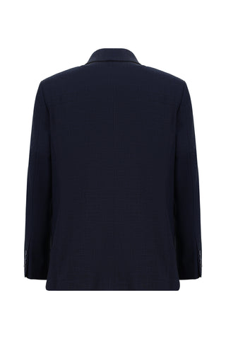  Koyu Lacivert Relaxed Fit Rahat Kesim Klasik Desenli Takım Elbise