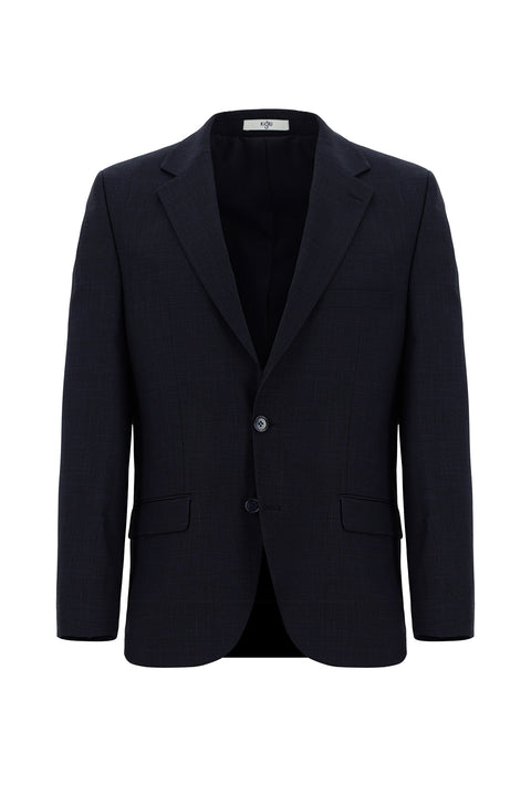 Siyah Lacivert 4 Drop Relaxed Fit Rahat Kesim Desenli Takım Elbise