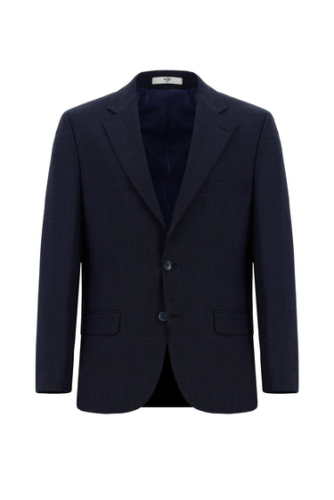 Saks Mavi Relaxed Fit Rahat Kesim Klasik Desenli Takım Elbise