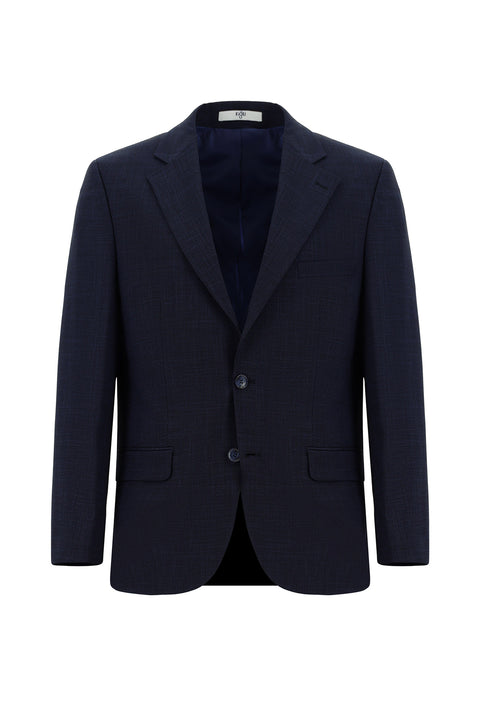 Saks Mavi 4 Drop Relaxed Fit Rahat Kesim Desenli Takım Elbise