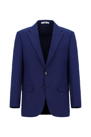  Koyu Mavi  4 Drop Relaxed Fit Rahat Kesim Desenli Takım Elbise