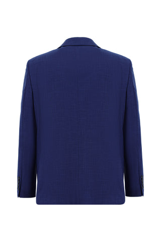  Koyu Mavi  Relaxed Fit Rahat Kesim Klasik Desenli Takım Elbise