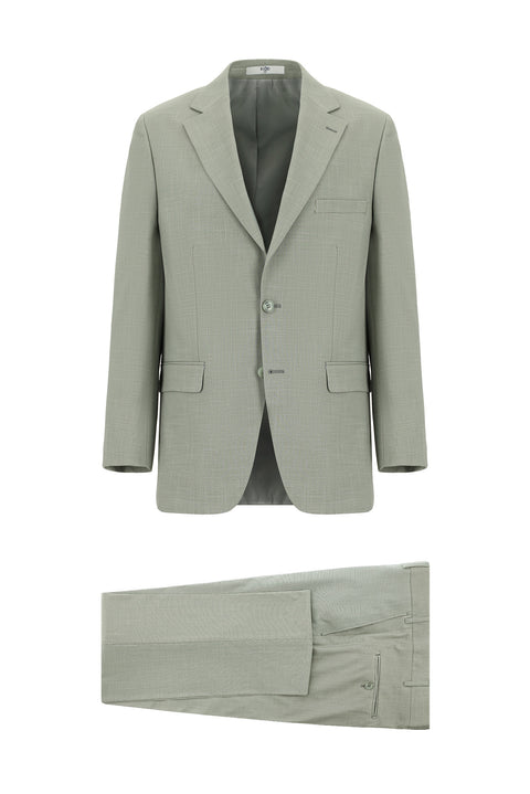 Olive 4-Drop Relaxed Fit Patterned Suit