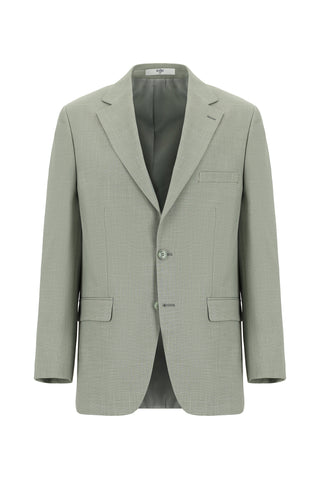  Yağ Yeşili-Olive Relaxed Fit Rahat Kesim Klasik Desenli Takım Elbise