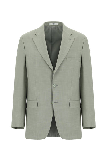  Yağ Yeşili-Olive Relaxed Fit Rahat Kesim Klasik Desenli Takım Elbise