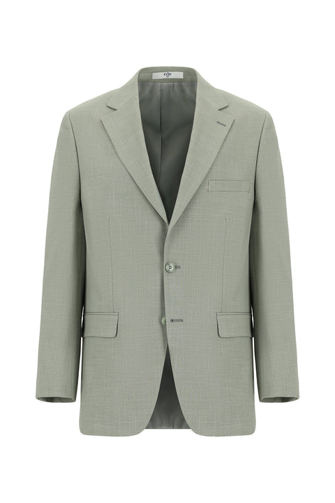 Olive 4-Drop Relaxed Fit Patterned Suit