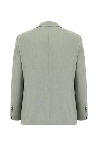  Yağ Yeşili-Olive Relaxed Fit Rahat Kesim Klasik Desenli Takım Elbise