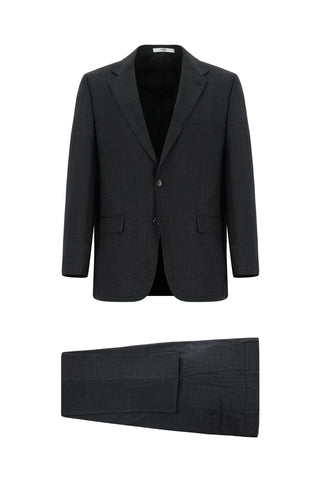  Koyu Antrasit 4 Drop Relaxed Fit Rahat Kesim Desenli Takım Elbise