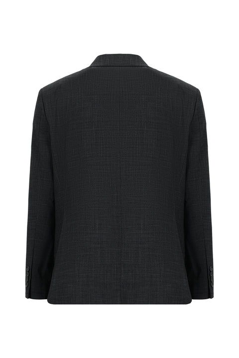 Koyu Antrasit 4 Drop Relaxed Fit Rahat Kesim Desenli Takım Elbise