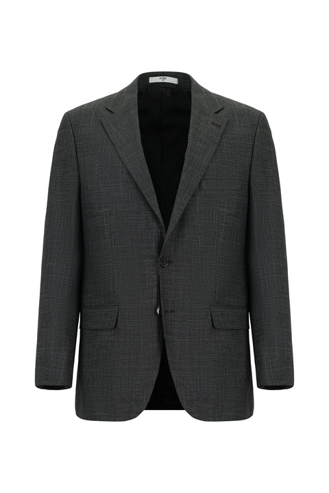 Orta Antrasit 4 Drop Relaxed Fit Rahat Kesim Desenli Takım Elbise