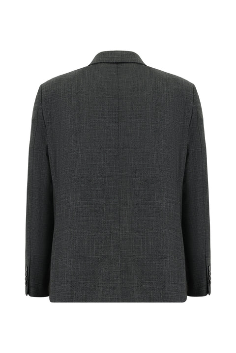 Orta Antrasit 4 Drop Relaxed Fit Rahat Kesim Desenli Takım Elbise