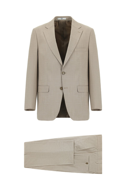 Açık Vizon 4 Drop Relaxed Fit Rahat Kesim Desenli Takım Elbise