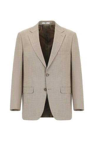  Açık Vizon Relaxed Fit Rahat Kesim Klasik Desenli Takım Elbise