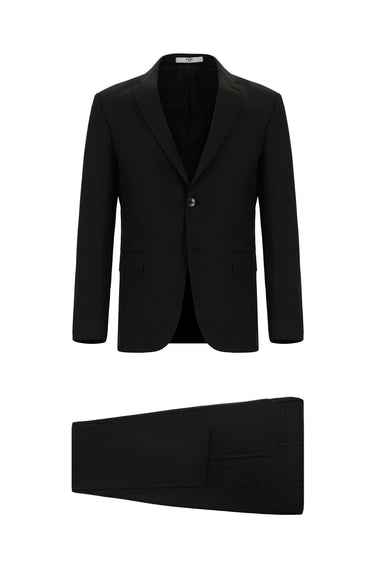  Siyah Regular Fit Klasik Desenli Takım Elbise