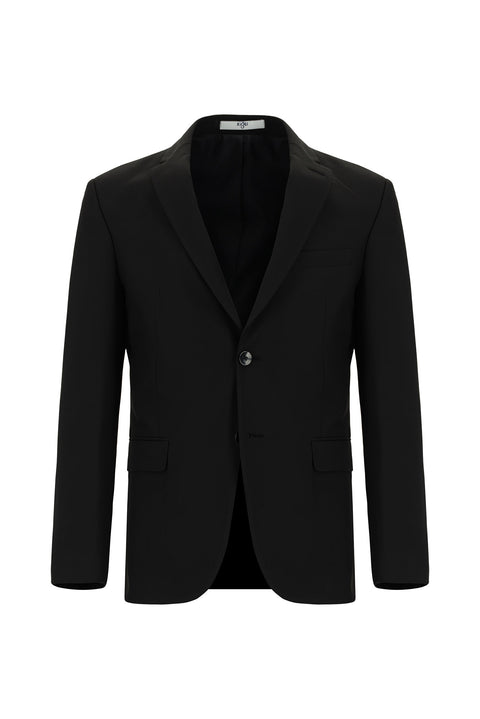 Black 6 Drop Regular Fit Standard Cut Patterned Suit