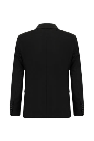  Siyah Slim Fit Dar Kesim Klasik Desenli Takım Elbise