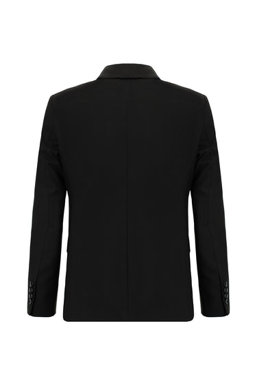  Siyah Slim Fit Dar Kesim Klasik Desenli Takım Elbise