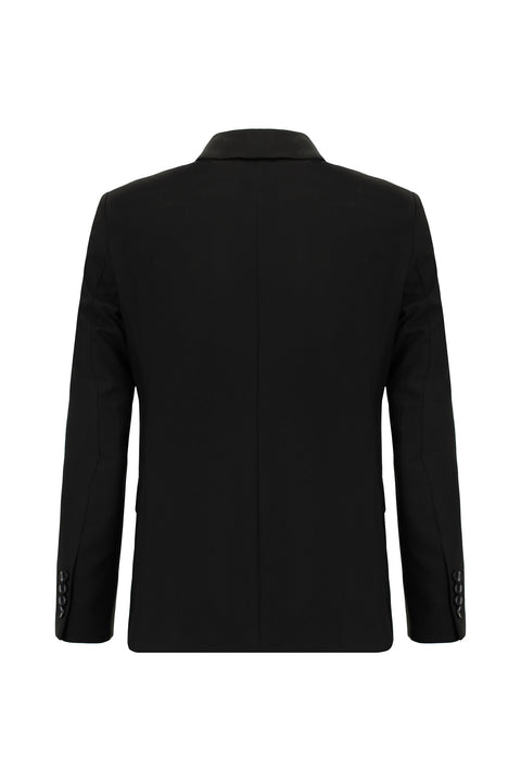 Siyah 7 Drop Slim Fit Dar Kesim Desenli Takım Elbise