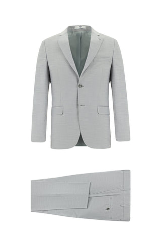  Açık Gri 7 Drop Slim Fit Dar Kesim Desenli Takım Elbise
