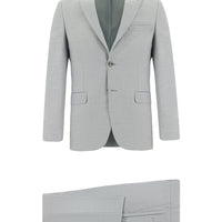 Açık Gri Super Slim Fit Ekstra Dar Kesim Klasik Desenli Takım Elbise