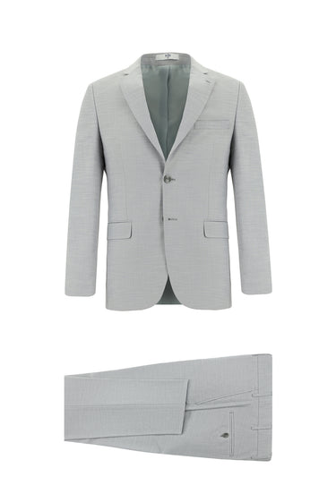  Açık Gri Super Slim Fit Ekstra Dar Kesim Klasik Desenli Takım Elbise