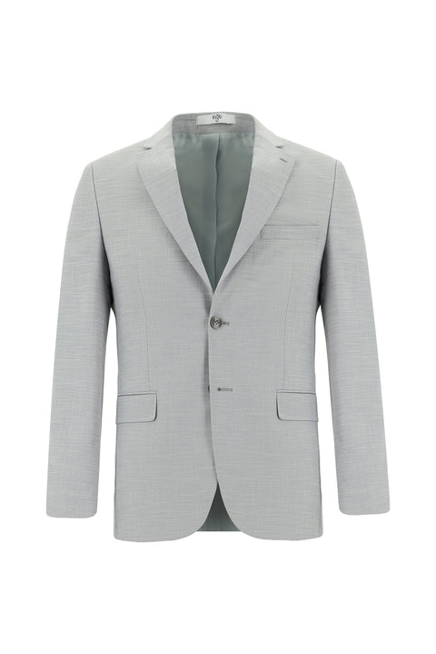 Açık Gri 7 Drop Slim Fit Dar Kesim Desenli Takım Elbise