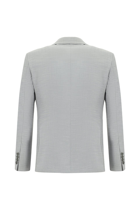 Açık Gri 7 Drop Slim Fit Dar Kesim Desenli Takım Elbise