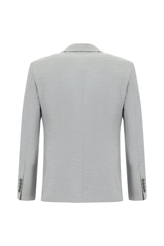 Açık Gri 7 Drop Super Slim Fit Eksra Dar Kesim Desenli Takım Elbise