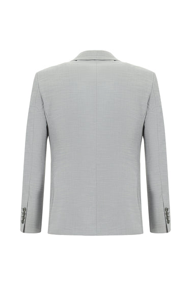 Açık Gri 7 Drop Slim Fit Dar Kesim Klasik Desenli Takım Elbise