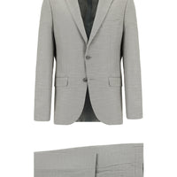 Orta Gri 7 Drop Super Slim Fit Eksra Dar Kesim Desenli Takım Elbise