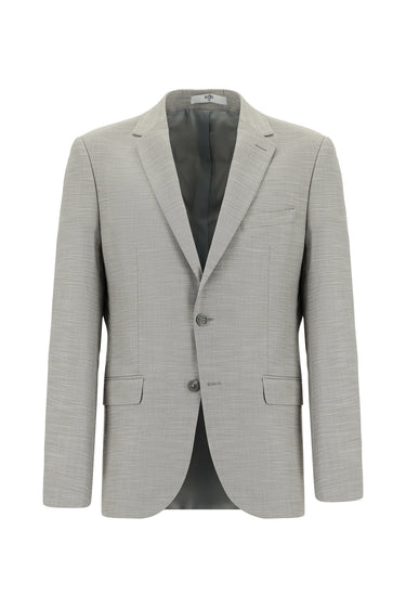 Orta Gri Super Slim Fit Ekstra Dar Kesim Klasik Desenli Takım Elbise