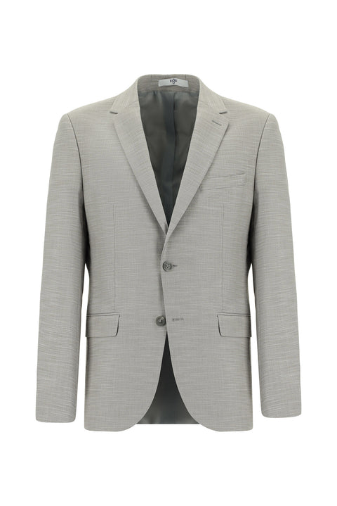 Orta Gri 7 Drop Super Slim Fit Eksra Dar Kesim Desenli Takım Elbise