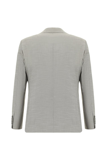 Orta Gri Super Slim Fit Ekstra Dar Kesim Klasik Desenli Takım Elbise