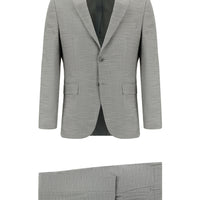 Açık Füme Super Slim Fit Ekstra Dar Kesim Klasik Desenli Takım Elbise