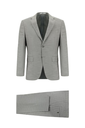 Açık Füme 7 Drop Super Slim Fit Eksra Dar Kesim Desenli Takım Elbise