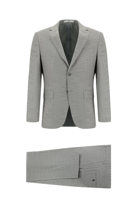 Açık Füme 7 Drop Super Slim Fit Eksra Dar Kesim Desenli Takım Elbise