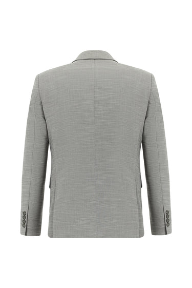  Açık Füme Super Slim Fit Ekstra Dar Kesim Klasik Desenli Takım Elbise