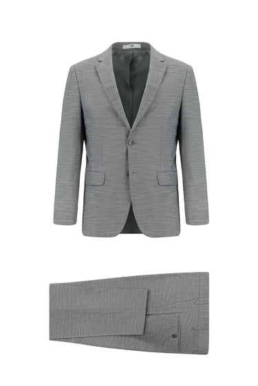 Orta Füme Slim Fit Dar Kesim Klasik Desenli Takım Elbise