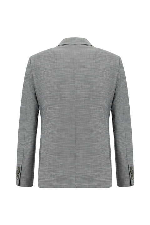 Orta Füme 7 Drop Slim Fit Dar Kesim Desenli Takım Elbise