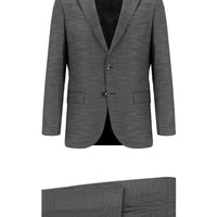 Koyu Füme 7 Drop Super Slim Fit Eksra Dar Kesim Desenli Takım Elbise