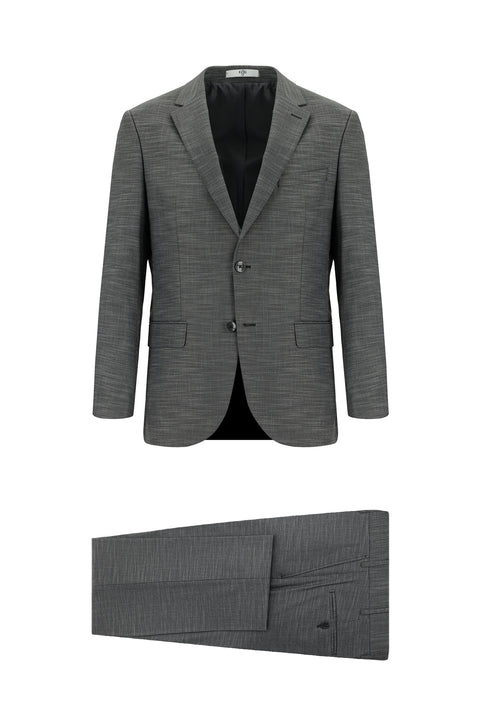Dark Gray 7 Drop Super Slim Fit Extra Narrow Cut Patterned Suit