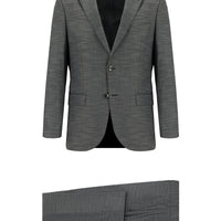 Koyu Füme Super Slim Fit Ekstra Dar Kesim Klasik Desenli Takım Elbise