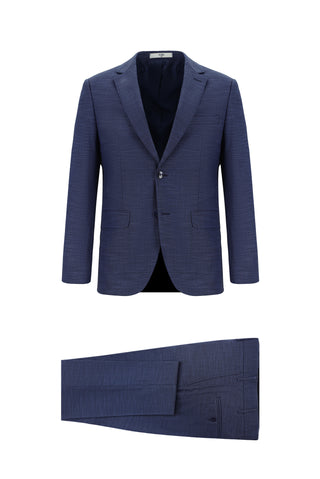  Açık Lacivert Super Slim Fit Ekstra Dar Kesim Klasik Desenli Takım Elbise