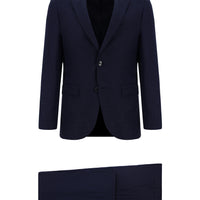Orta Lacivert 7 Drop Slim Fit Dar Kesim Desenli Takım Elbise